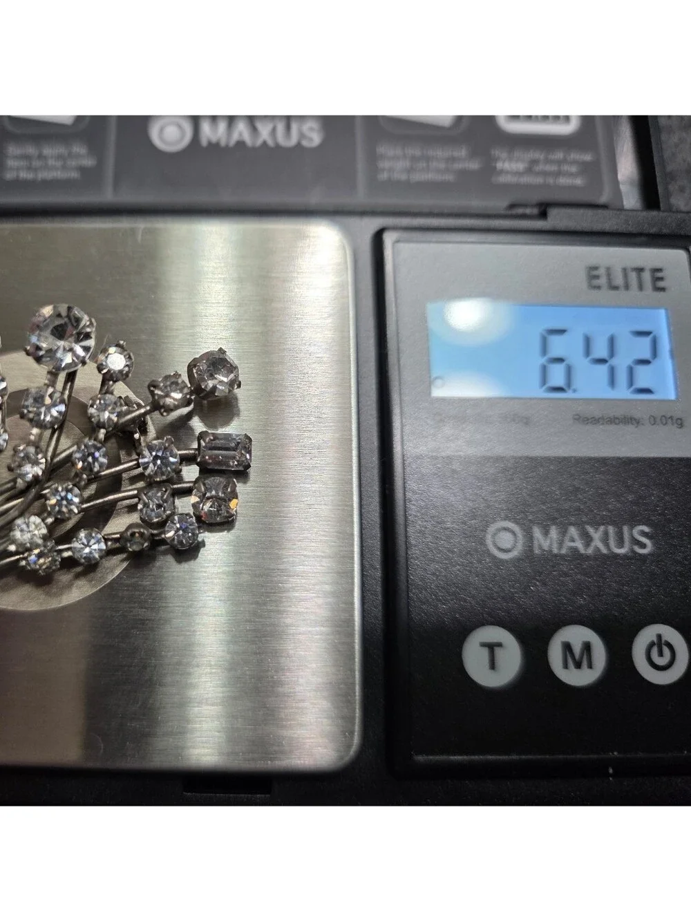 Vintage Made In Austria Sparkling Silver Tone Crystal Spray Brooch